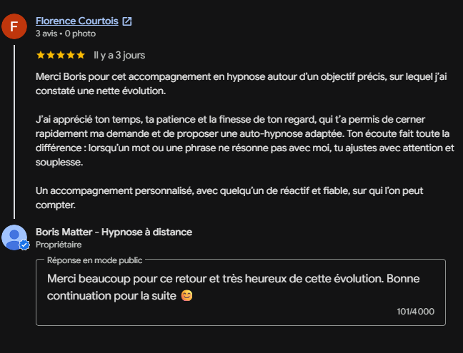 Avis Google de Florence Courtois